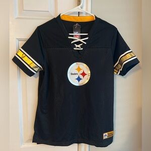 Pittsburgh Steelers Football Women’s Fitted Jersey Top Majestic Fan Fashion NWT
